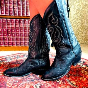 Vintage Tony Lama ostrich skin boots
